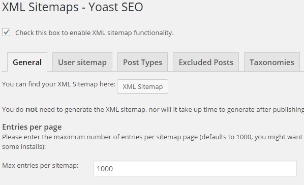Yoast SEO XML sitemap