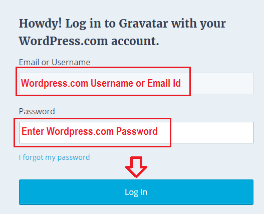 Gravatar Sign in into your wordpress Account